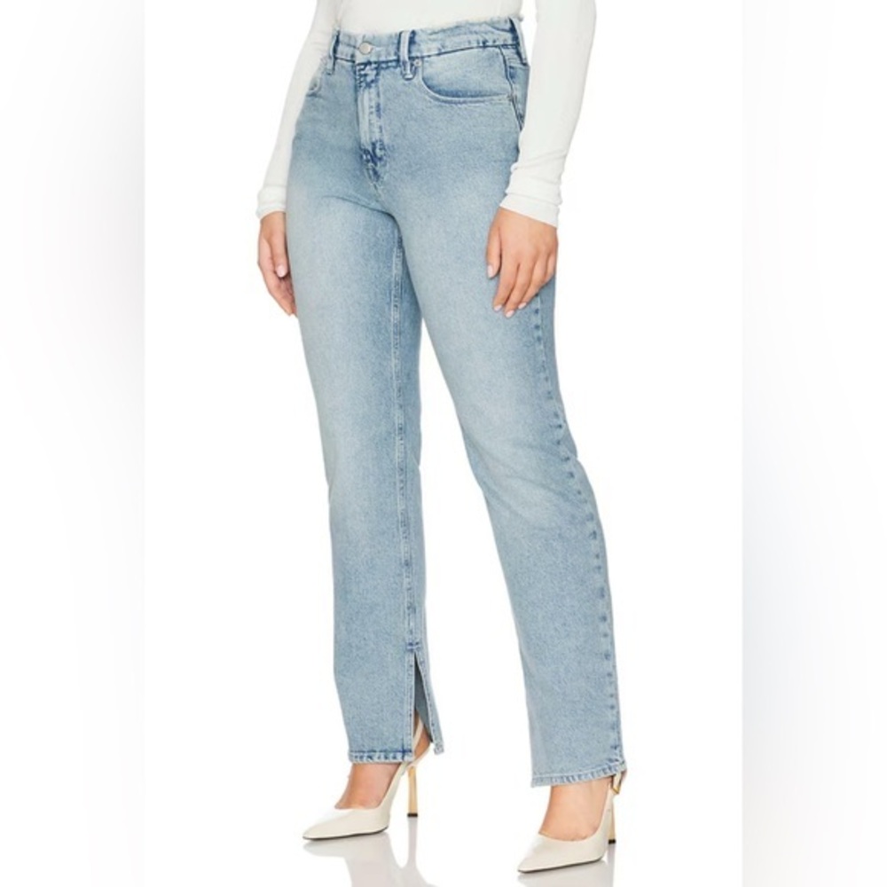 Good American Good Boy Slit Inseam Straight Leg Jeans Medium Wash NWT Sz 14
